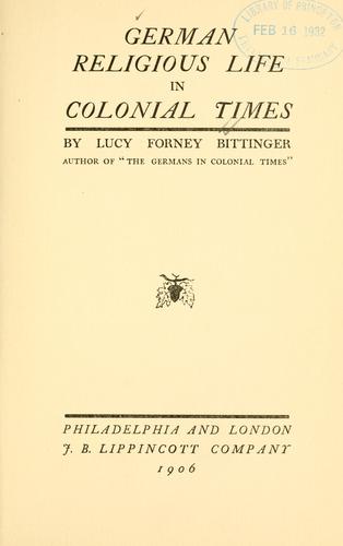 Cover for German religious life in colonial times