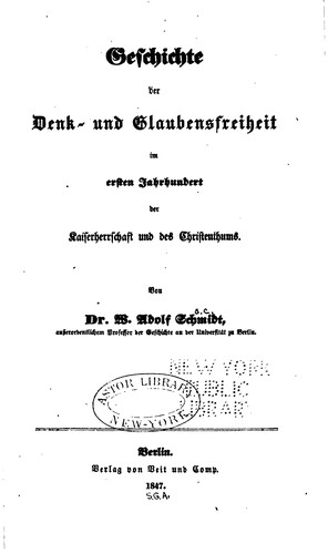 Cover for Geschichte der Denk- und Glaubensfreiheit im ersten Jahrhundert der Kaiserherrschaft und des ...