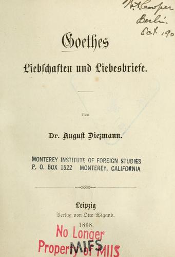 Cover for Goethes Liebschaften und Liebesbriefe
