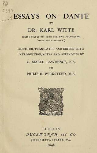 Cover for Essays on Dante