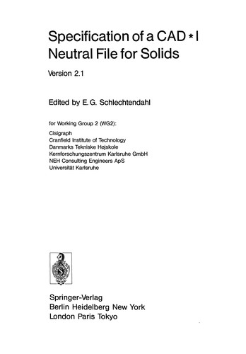 Cover for Specification of a CAD*I Neutral File for Solids