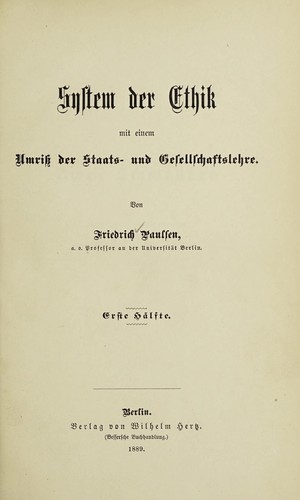 Cover for System der Ethik