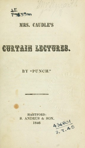 Cover for Mrs. Caudle's curtain lectures