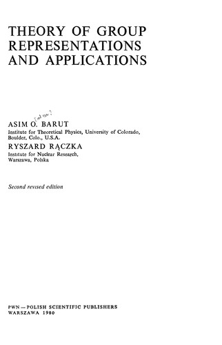 Cover for Theory of group representations and applications