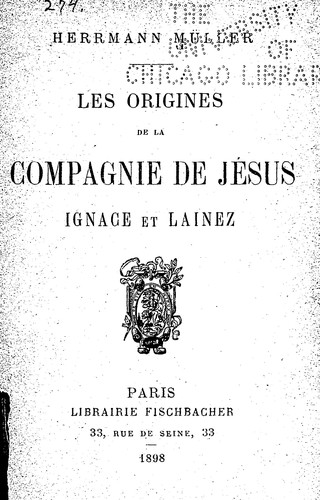 Cover for Les origines de la Compagnie de Jesus
