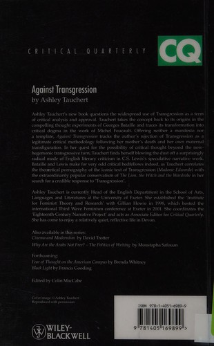 Cover for Against transgression