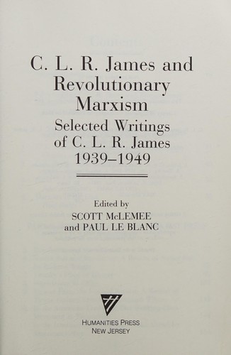 Cover for C.L.R. James and revolutionary Marxism