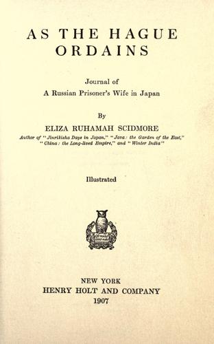 Cover for As the Hague ordains