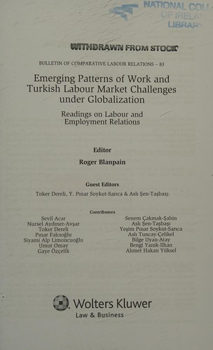 Cover for Emerging patterns of work and Turkish labour market challenges under globalization