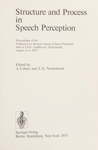 Cover for Structure and process in speech perception