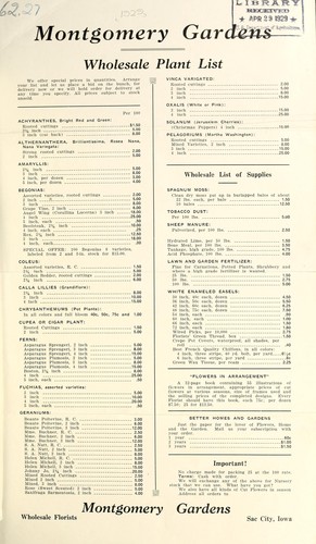 Cover for Wholesale plant list