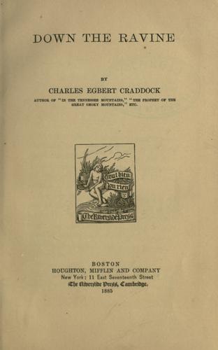 Cover for Down the ravine