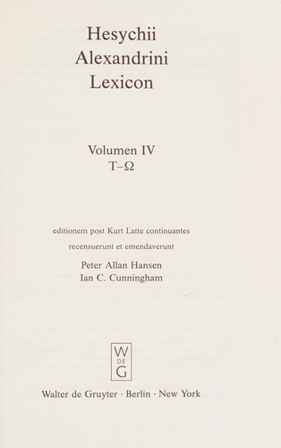 Cover for Hesychii Alexandrini lexicon
