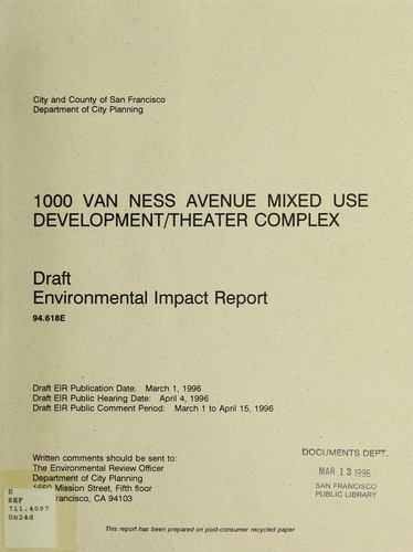 Cover for 1000 Van Ness Avenue mixed use development/theater complex