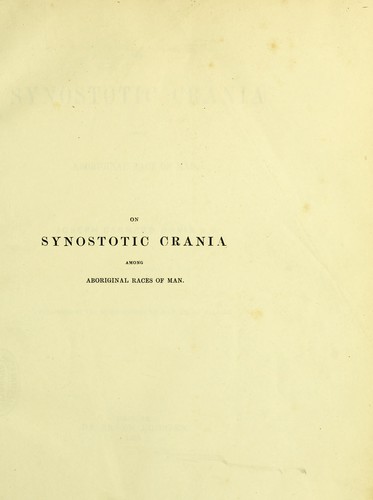Cover for On synostotic crania among aboriginal race [i.e. races] of man