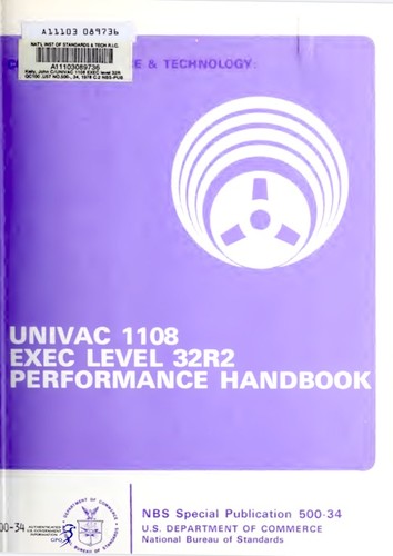Cover for UNIVAC 1108 EXEC level 32R2 performance handbook