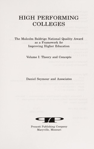 Cover for High Performing Colleges