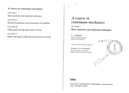 Cover for A course in continuum mechanics