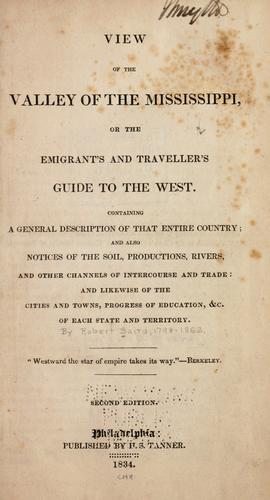 Cover for View of the valley of the Mississippi, or, The emigrant's and traveller's guide to the West