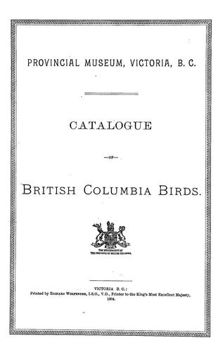 Cover for Catalogue of British Columbia birds.