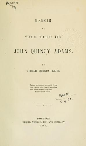 Cover for Memoir of the life of John Quincy Adams.