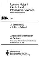 Cover for Analysis and Optimization of Systems