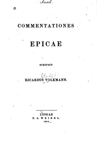 Cover for Commentationes epicae