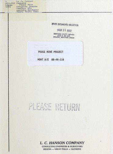 Cover for Peuse Mine Project, Dawson County, MT, eastern Montana, T16N, R53E, Sec. 13