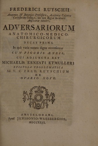 Cover for Adversariorum anatomico-medico-chirurgicorum decas prima ...