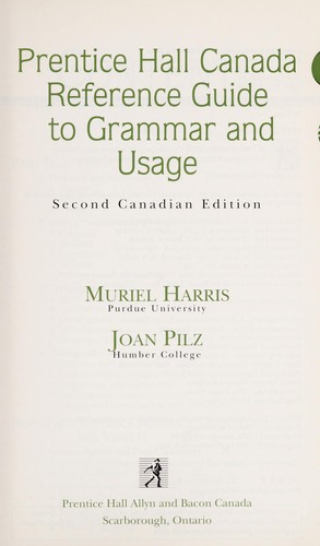 Cover for Prentice Hall Canada reference guide to grammar and usage