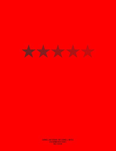 Cover for Cornell Notebook for Cornell Notes, 250 Numbered Pages, Red Cover