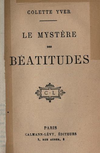 Cover for Le mystère des béatitudes
