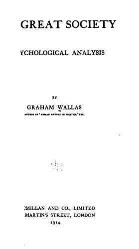 Cover for The great society