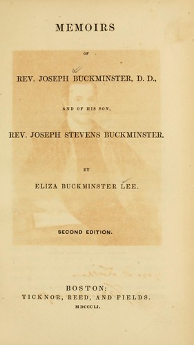 Cover for Memoirs of Rev. Joseph Buckminster, D.D.