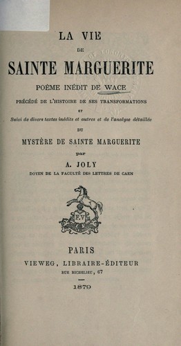 Cover for La vie de Sainte Marguerite