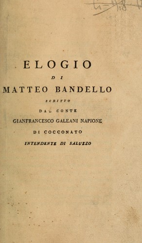 Cover for Elogio di Matteo Bandello