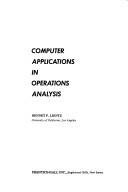 Cover for Computer applications in operations analysis