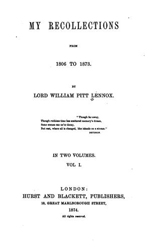 Cover for My recollections from 1806 to 1873
