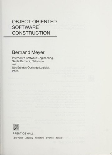Cover for Object-oriented software construction