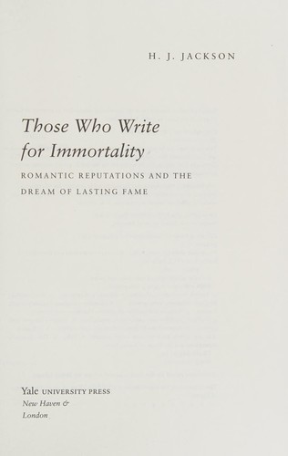 Cover for Those Who Write for Immortality