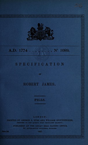 Cover for Specification of Robert James