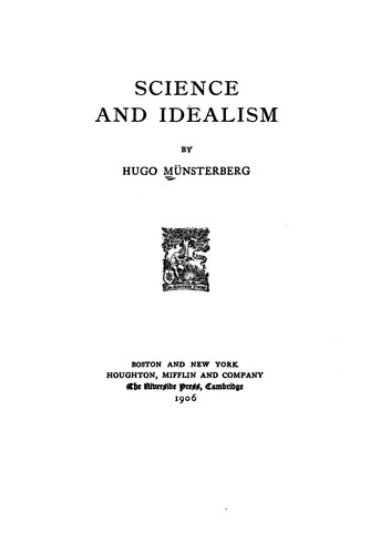 Cover for Science and idealism