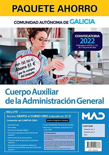 Cover for Paquete Ahorro Cuerpo Auxiliar de la Comunidad Autónoma de Galicia. Ahorra 51 €