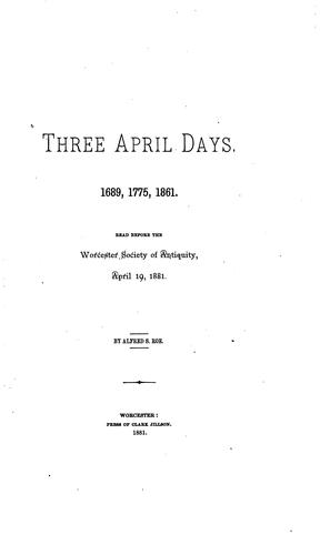 Cover for Three April Days: 1689, 1775, 1861