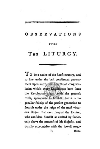 Cover for Observations Upon the Liturgy: With a Proposal for Its Reform, ... By a Layman of the Church of ...