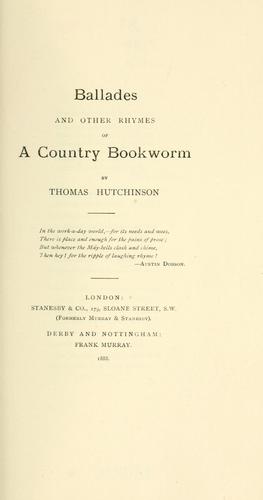 Cover for Ballades and other rhymes of a country bookworm