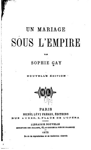 Cover for Un mariage sous l'empire