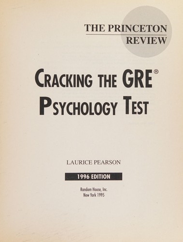 Cover for Cracking the GRE Psychology Test 96 ed (Princeton Review: Cracking the GRE Psychology)