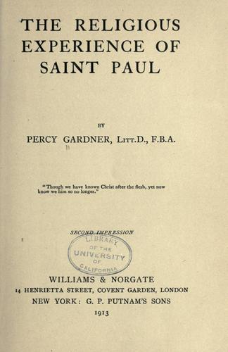 Cover for The religious experience of Saint Paul
