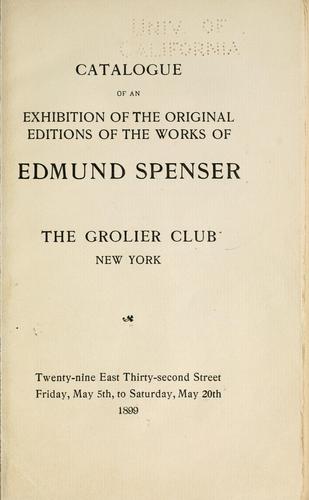 Cover for Catalogue of an exhibition of the original editions of the works of Edmund Spenser